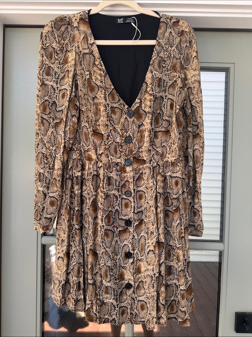 Zara Brown Snake-Print Mini Dress